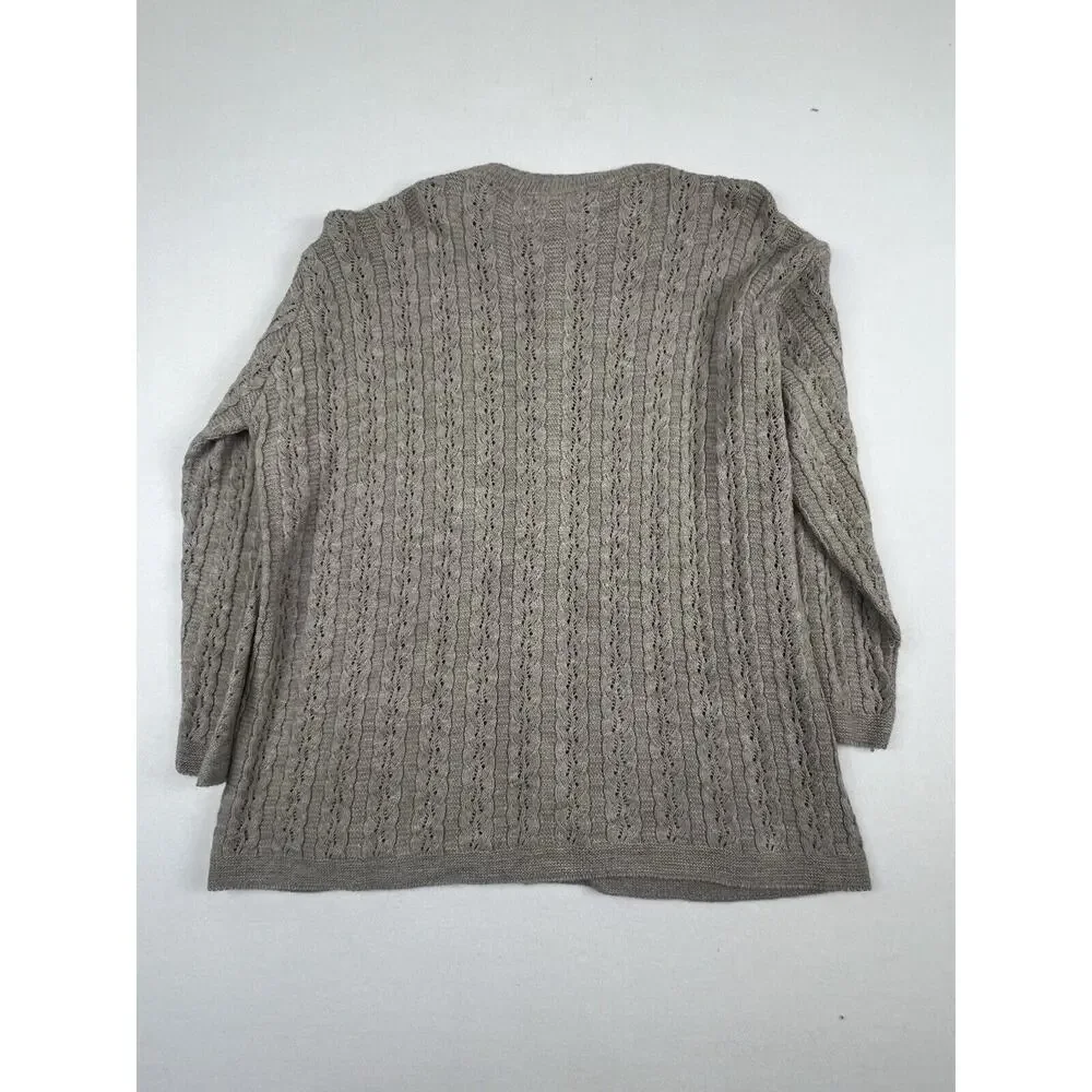 Vintage Amana Woolen Mill V Neck Sweater‎ Cardigain Womens 3x Taupe New